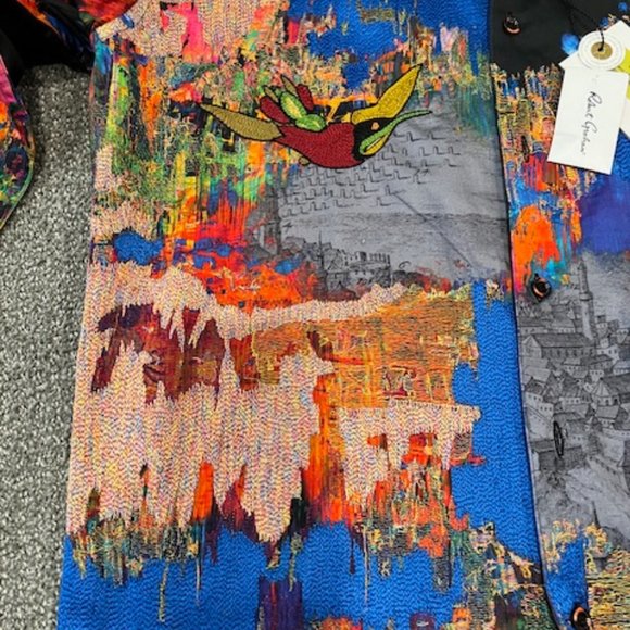 NWT Robert Graham Limited Edition "Zucker" Size L Embroidered Shirt - Picture 3 of 16